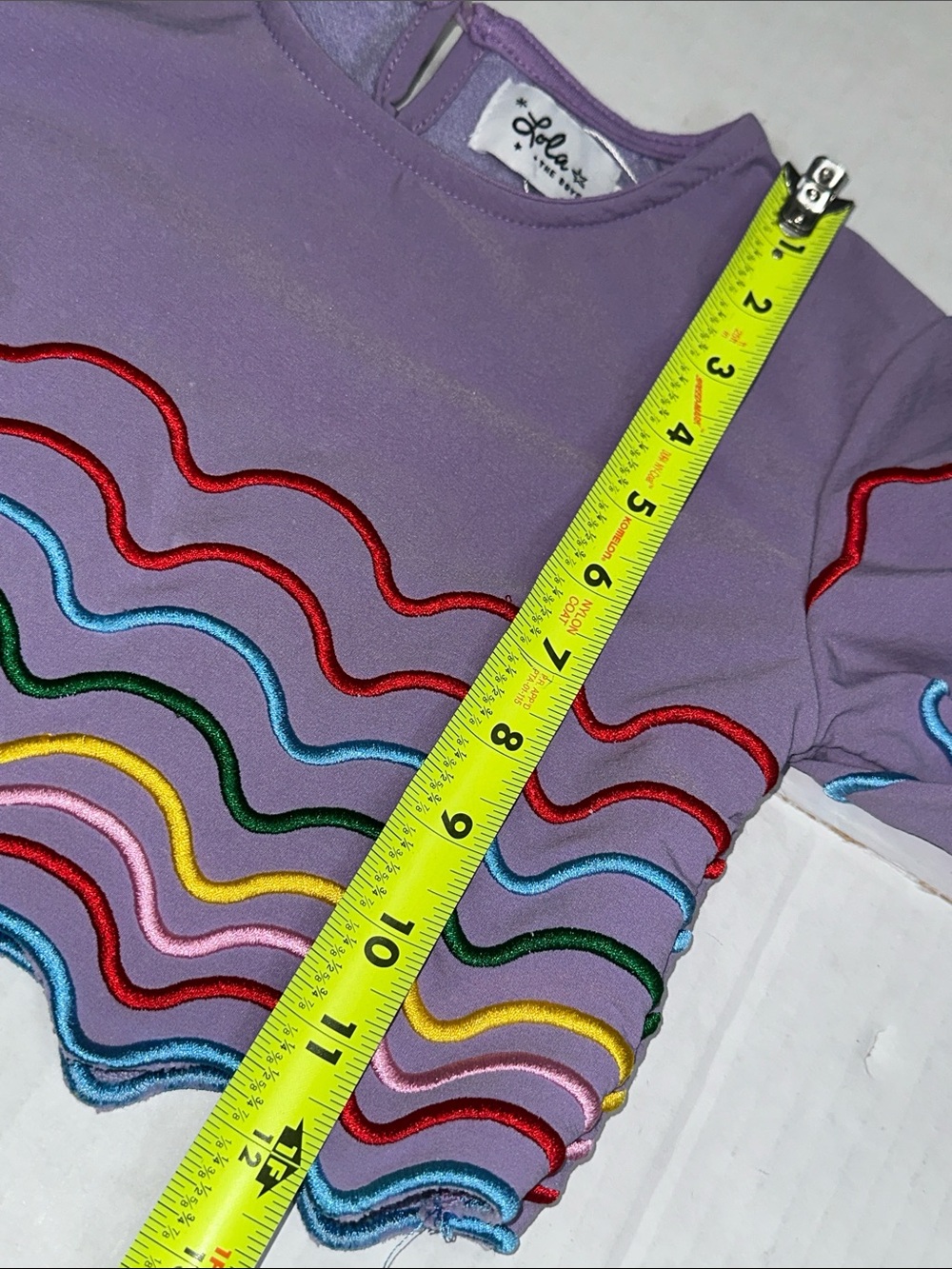 Lola + The Boys Purple Rainbow Top Embroidered Bell Sleeve Size 8 - Picture 10 of 11
